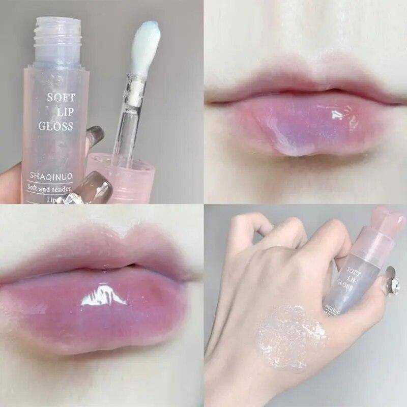 Wasser Licht Spiegel Glas Lip Öl Feuchtigkeitsspendende Lip Glasur Verblassen Lip Linien Wasserdicht Dauerhafte Flüssigkeit Lip Balm Frauen Lip Gloss von Joom DACH