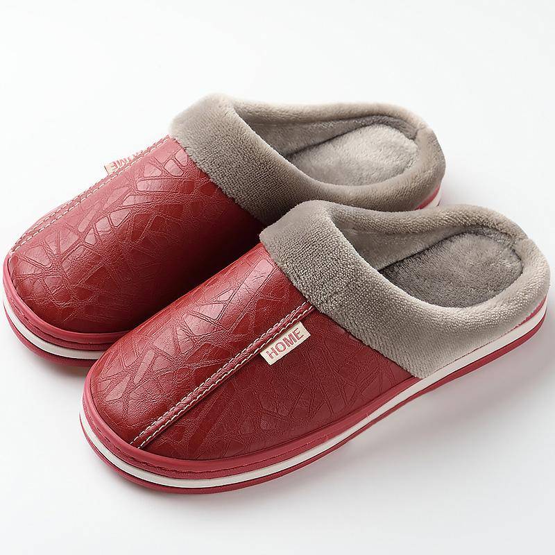 Wasserabweisende Hausschuhe, weiche, gemütliche Hausschuhe, rutschfeste Slipper für den Innenbereich, Winterschuhe für Herren 36-37 rot von Joom DACH