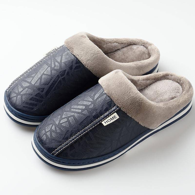 Wasserabweisende Hausschuhe, weiche, gemütliche Hausschuhe, rutschfeste Slipper für den Innenbereich, Winterschuhe für Herren 40-41 blau von Joom DACH