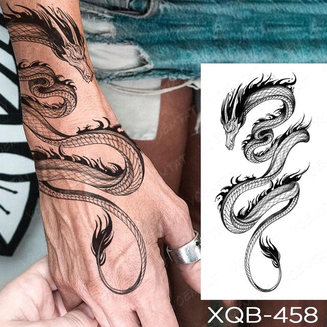 Wasserdicht Temporäre Tätowierung Aufkleber Schwarz Schlange Drachen Totem Flash Tatto Tiger Blumen Rosen Körper Kunst Arm Gefälschte Tatoo Männer Frauen von Joom DACH