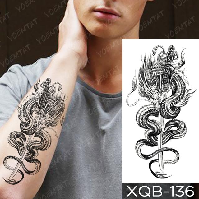 Wasserdicht Temporäre Tätowierung Aufkleber Schwarz Schlange Drachen Totem Flash Tatto Tiger Blumen Rosen Körper Kunst Arm Gefälschte Tatoo Männer Frauen von Joom DACH