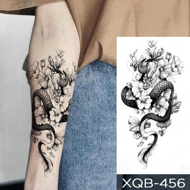 Wasserdicht Temporäre Tätowierung Aufkleber Schwarz Schlange Drachen Totem Flash Tatto Tiger Blumen Rosen Körper Kunst Arm Gefälschte Tatoo Männer Frauen von Joom DACH