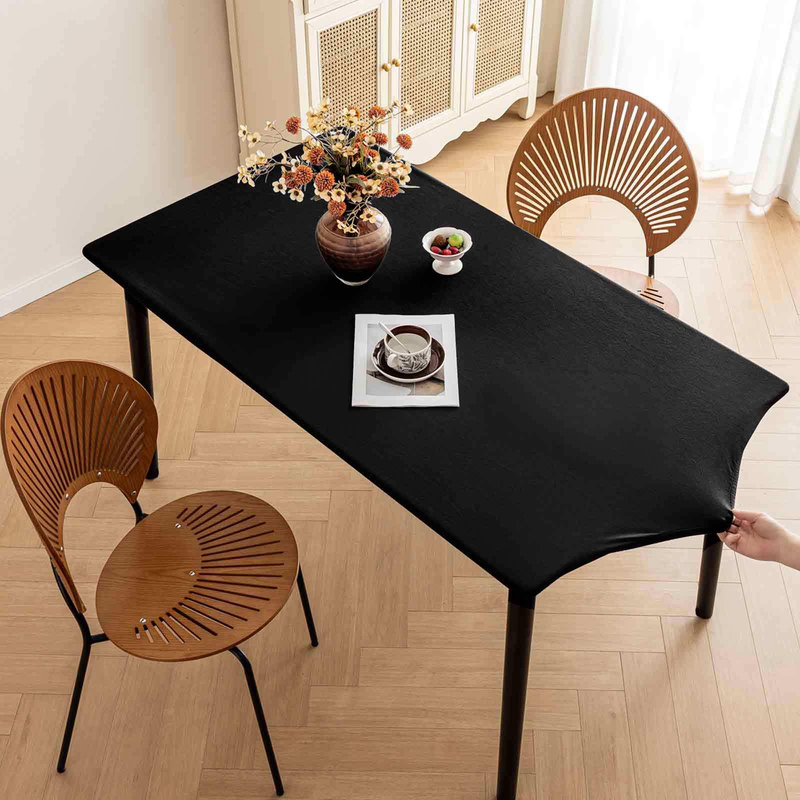 Wasserdichte, rechteckige Tischdecke aus elastischer Folie – waschbar, staubdicht, Bezug aus Milchseide für den Außenbereich For 90x140 table von Joom DACH