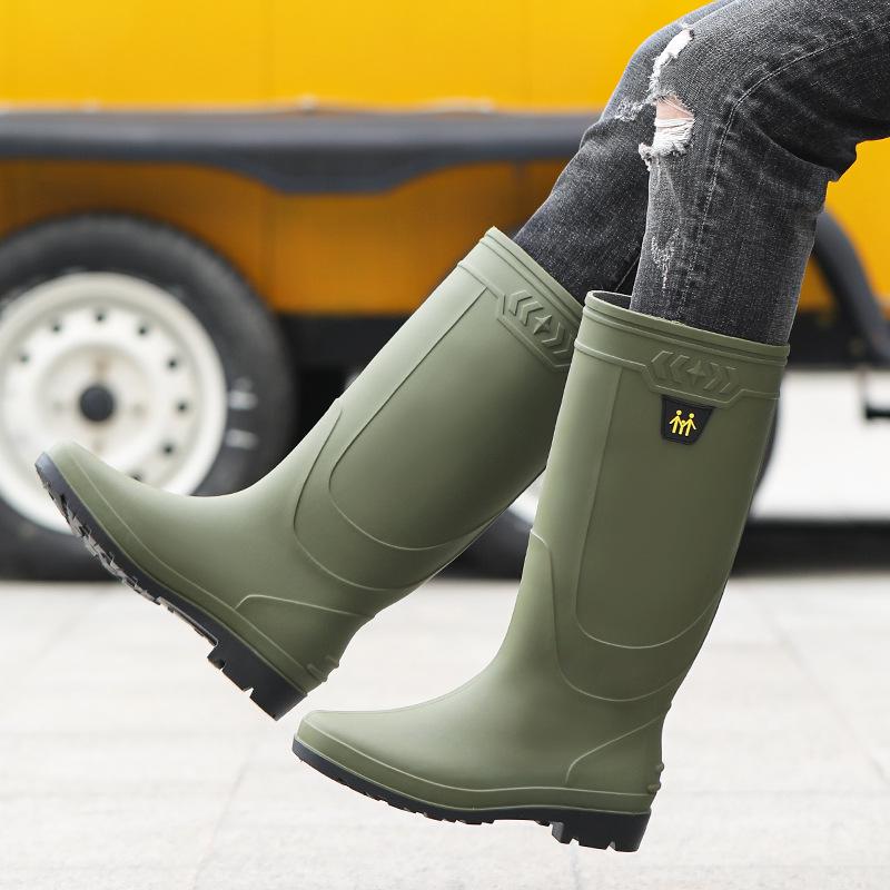 Wasserdichte, rutschfeste Gummistiefel für Herren mit hohem Schaft und Samtfutter, verschleißfest, zum Angeln und als Arbeitsschutz. 43 von Joom DACH