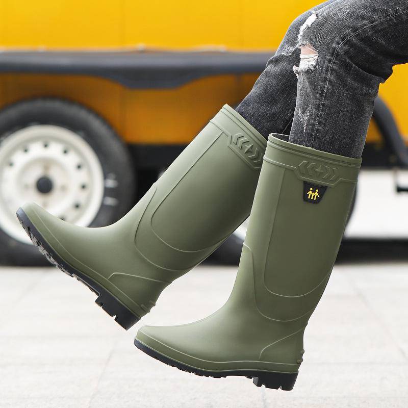 Wasserdichte, rutschfeste Gummistiefel für Herren mit hohem Schaft und Samtfutter, verschleißfest, zum Angeln und als Arbeitsschutz. 43 von Joom DACH