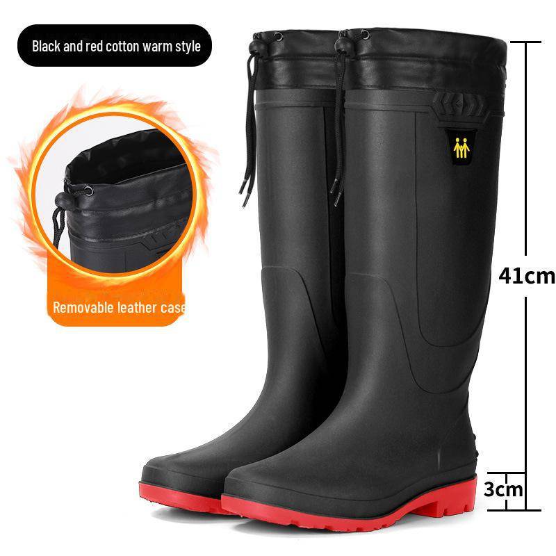 Wasserdichte, rutschfeste Gummistiefel für Herren mit hohem Schaft und Samtfutter, verschleißfest, zum Angeln und als Arbeitsschutz. 44 von Joom DACH