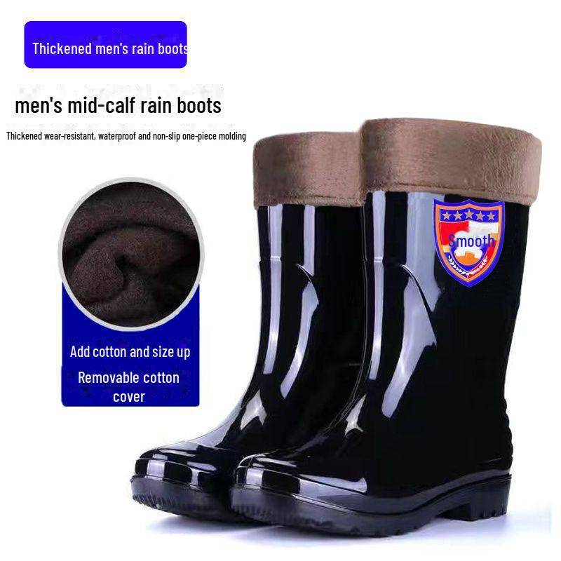 Wasserdichte, rutschfeste Gummistiefel für Herren mit hohem Schaft und Samtfutter 40 von Joom DACH