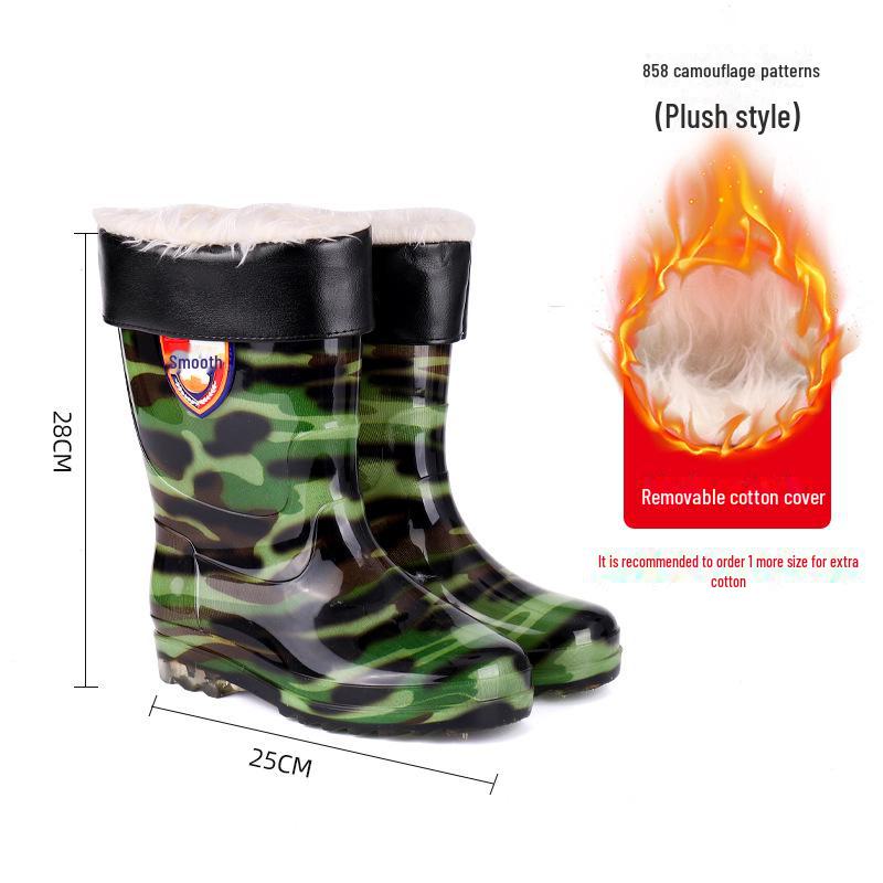 Wasserdichte, rutschfeste Gummistiefel für Herren mit hohem Schaft und Samtfutter 42 von Joom DACH