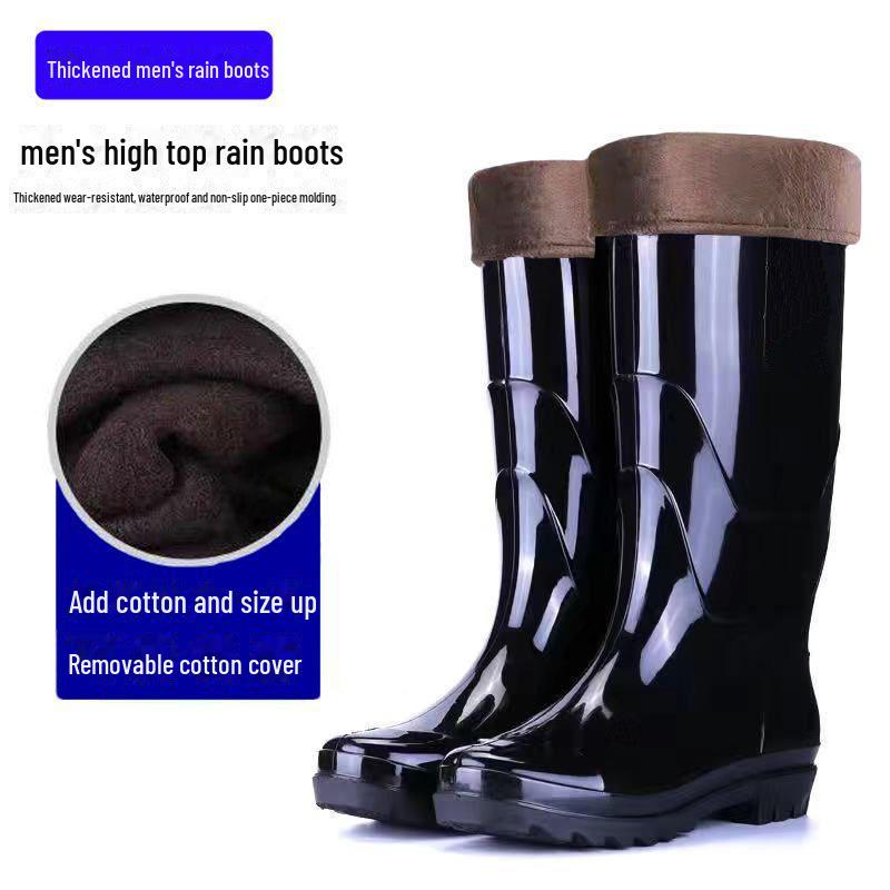 Wasserdichte, rutschfeste Gummistiefel für Herren mit hohem Schaft und Samtfutter 45 von Joom DACH