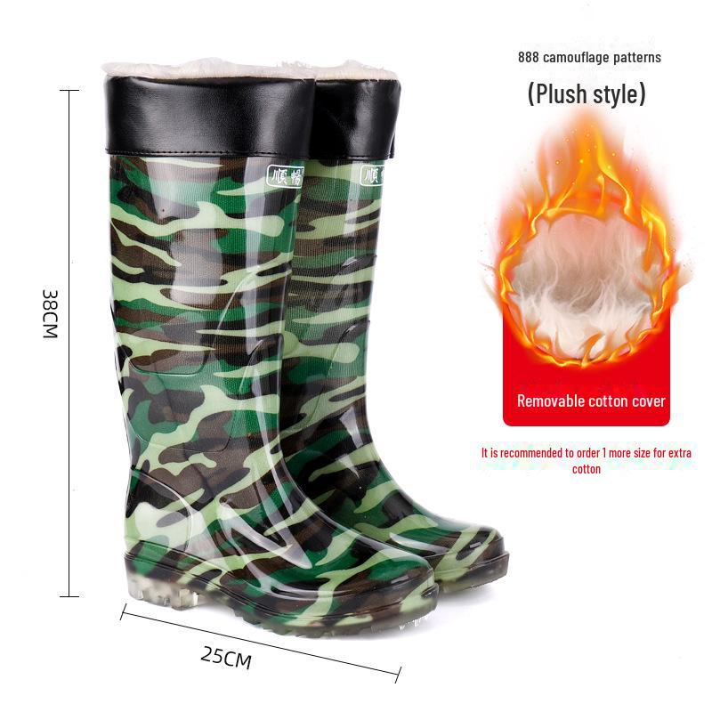 Wasserdichte, rutschfeste Gummistiefel für Herren mit hohem Schaft und Samtfutter 45 von Joom DACH