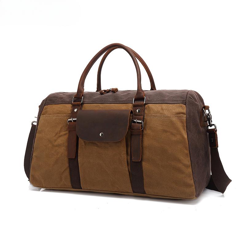 Wasserdichte Canvas-Einkaufstasche aus Leder für den Außenbereich, Sporttasche für Herren, einzelne Schultertasche khaki von Joom DACH