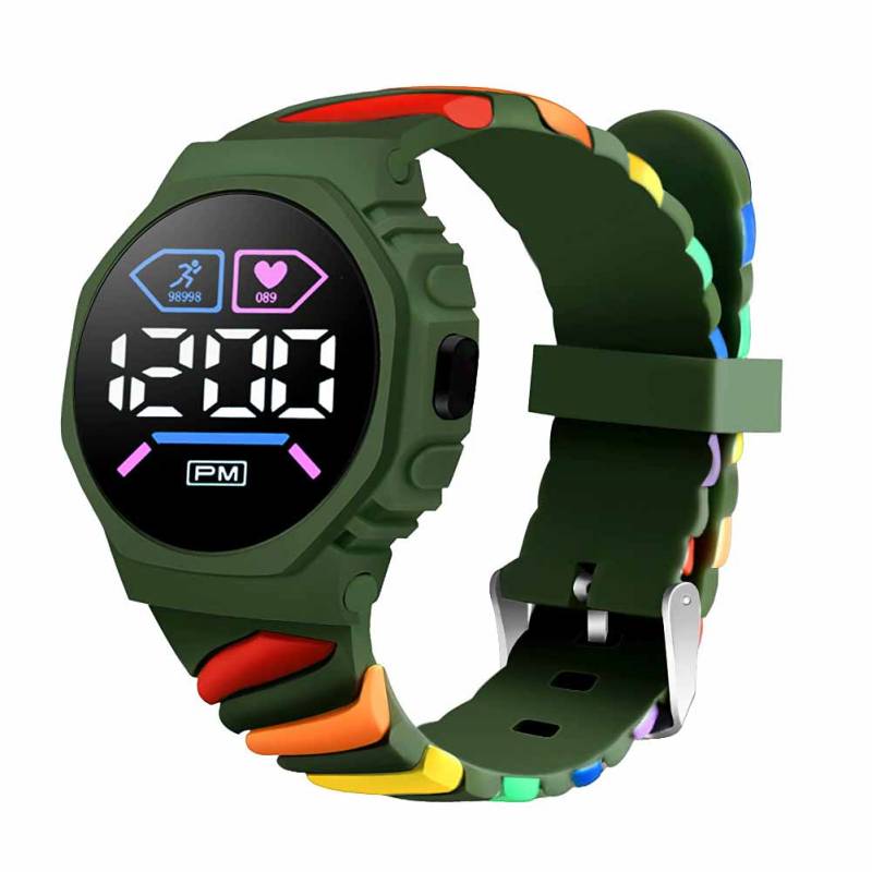 Wasserdichte LED Digital Kinder Kinderuhr Armbanduhr Silikon Regenbogen Kreativ Student Sport Elektronisch Jungen Mädchen Uhren von Joom DACH