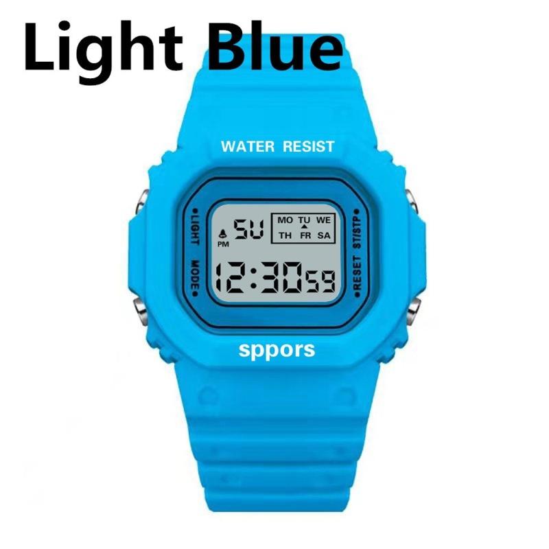 Wasserdichte LED-Kinder-Sportuhr für den Außenbereich, für Damen und Herren, digitale LED-Armbanduhr 1PC hellblaue von Joom DACH