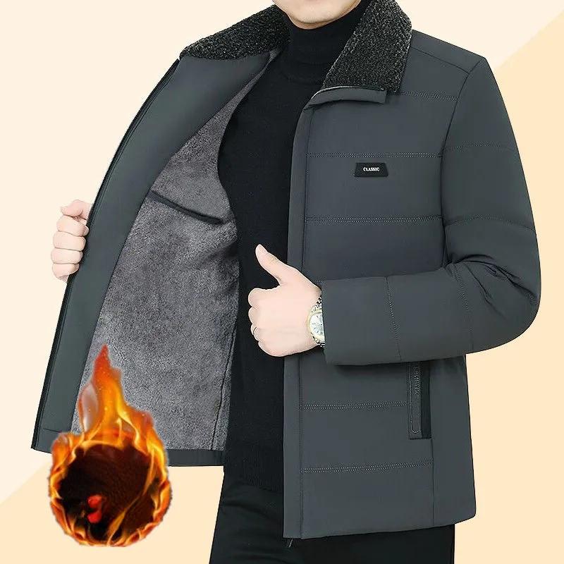 Wasserdichte Pelzkragenjacke Herren Winter Dicke warme Mantel Kaschmir gepolsterte Jacke Casual Parkas L grau von Joom DACH
