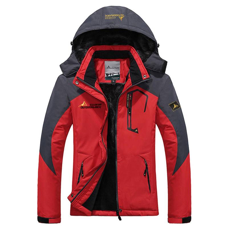 Wasserdichte Shell-Jacke für Damen, Skijacke, winddichte Jacke, warme Winterjacke für Camping M rot von Joom DACH