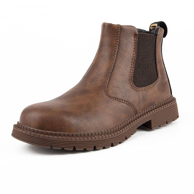 Wasserdichte Sicherheitsarbeitsschuhe für Männer, Schweißerschuhe, Stahlkopf-Lederstiefel, männliche Schuhe, unzerstörbare Konstruktionssicherheitsschuhe 40 braun von Joom DACH