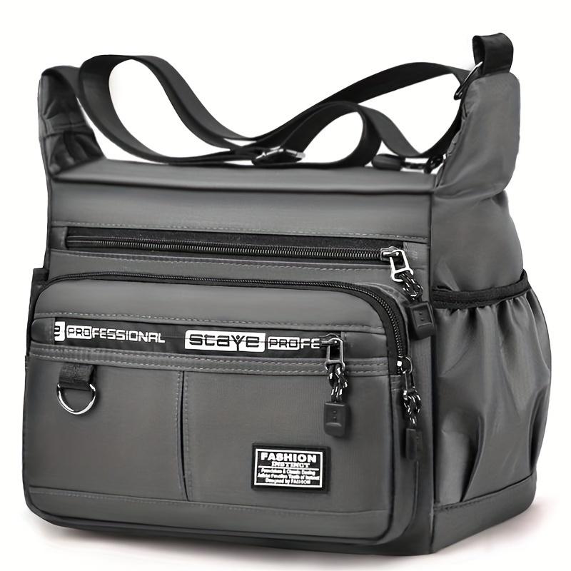 Wasserdichte Umhängetasche für Herren aus Oxford-Stoff mit großer Kapazität, lässige Reisetasche, Schultertasche zur Aufbewahrung für Studenten grau von Joom DACH