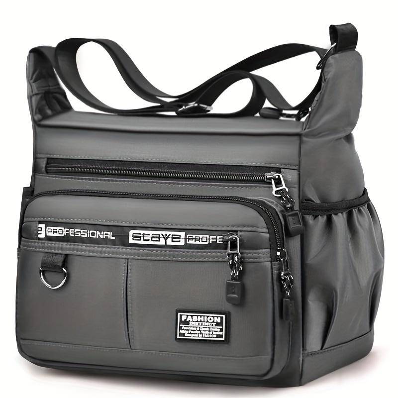 Wasserdichte Umhängetasche für Herren aus Oxford-Stoff mit großer Kapazität, lässige Reisetasche, Schultertasche zur Aufbewahrung für Studenten grau von Joom DACH