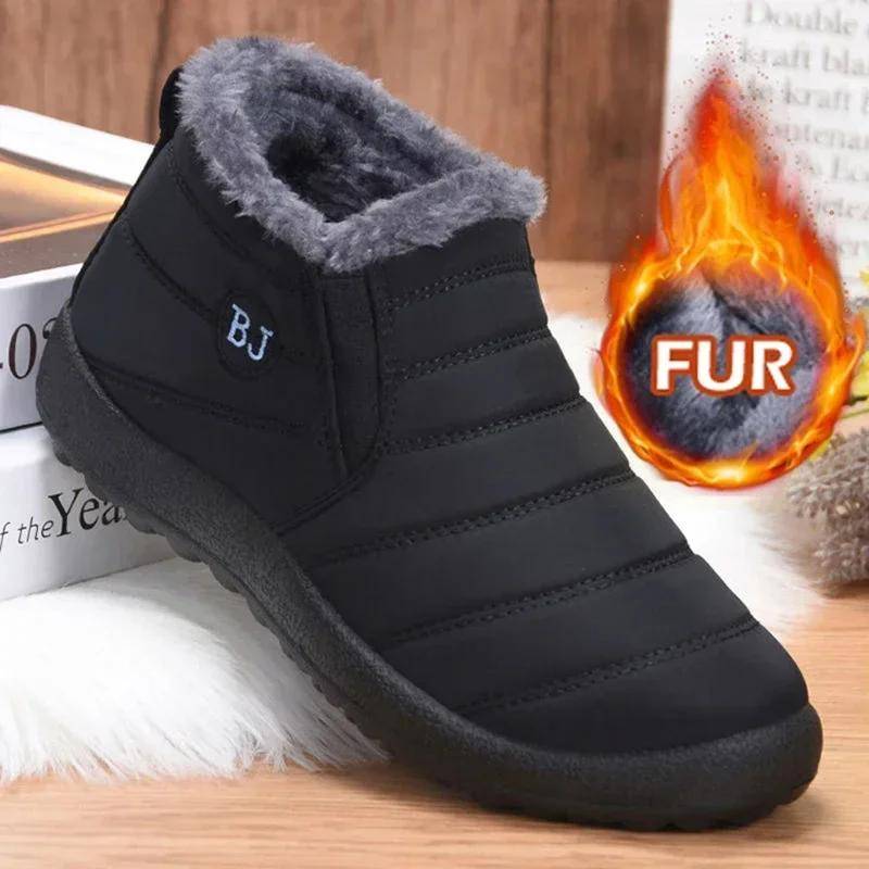 Wasserdichte Winterstiefel für Damen Neue Plüsch-Schneestiefel Damen Stiefeletten Warme schwarze Paar-Baumwoll-Paar-Plateauschuhe 43 schwarz von Joom DACH