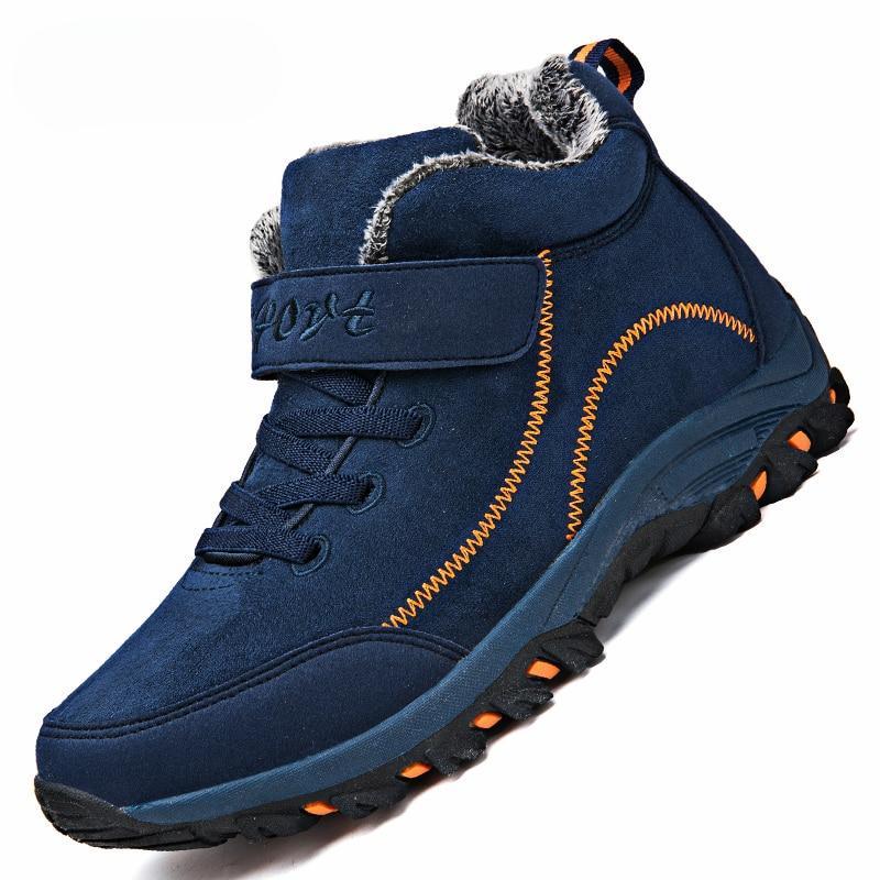 Wasserdichte Winterstiefel für Herren aus Wildleder, warme Schneestiefel für Damen, Arbeitsschuhe, Freizeitschuhe, hohe Stiefeletten mit rutschfester Sohle 43 navy blau von Joom DACH