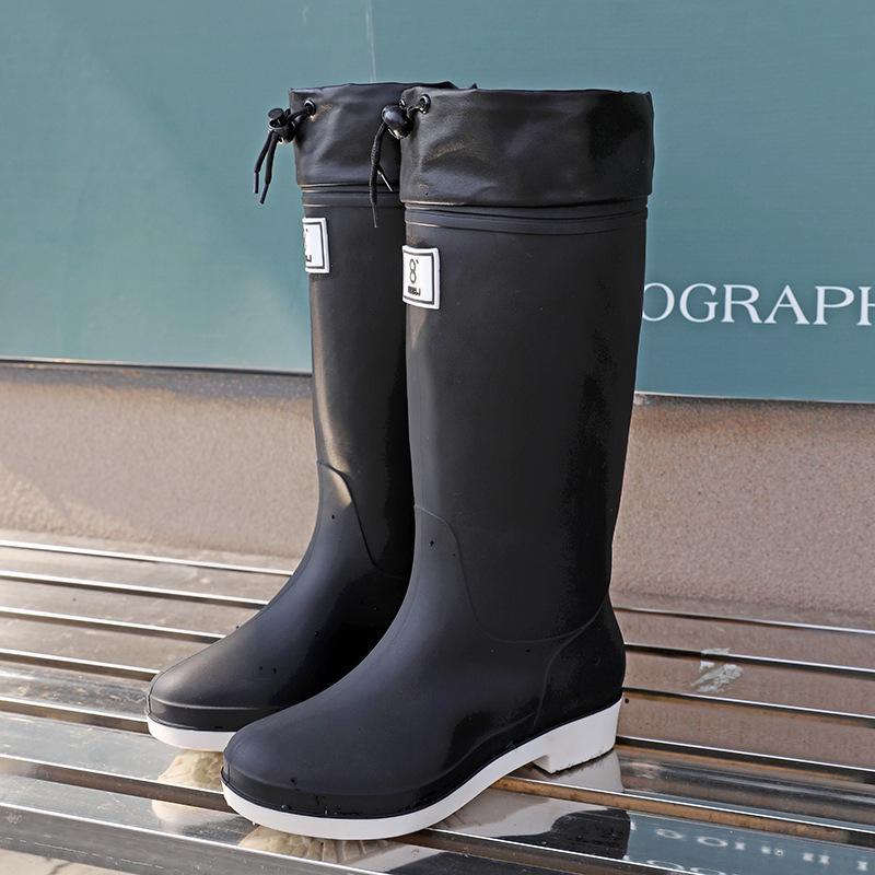 Wasserdichte japanische Gummistiefel für Damen, rutschfest, mit Kordelzug, dicker Sohle und weicher Unterseite. 39 schwarz von Joom DACH