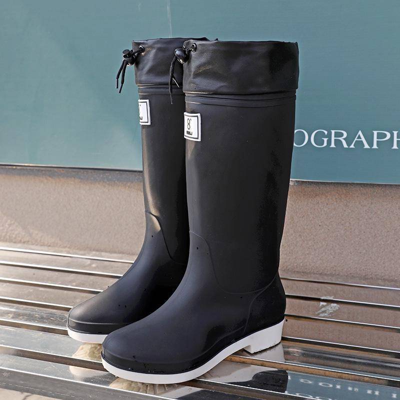 Wasserdichte japanische Gummistiefel für Damen, rutschfest, mit Kordelzug, dicker Sohle und weicher Unterseite. 39 schwarz von Joom DACH