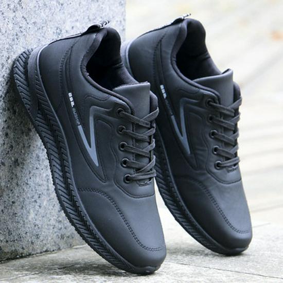 Wasserdichte schwarze Leder-Laufschuhe für Herren – weiche Sohle, lässige Sportschuhe für Herbst/Winter 42 von Joom DACH