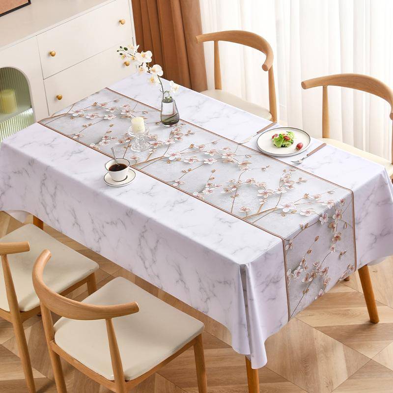 Wasserdichte und ölbeständige PVC-Tischdecke Ins Tea Rechteckige minimalistische Blumentischdecke 140*140cm von Joom DACH