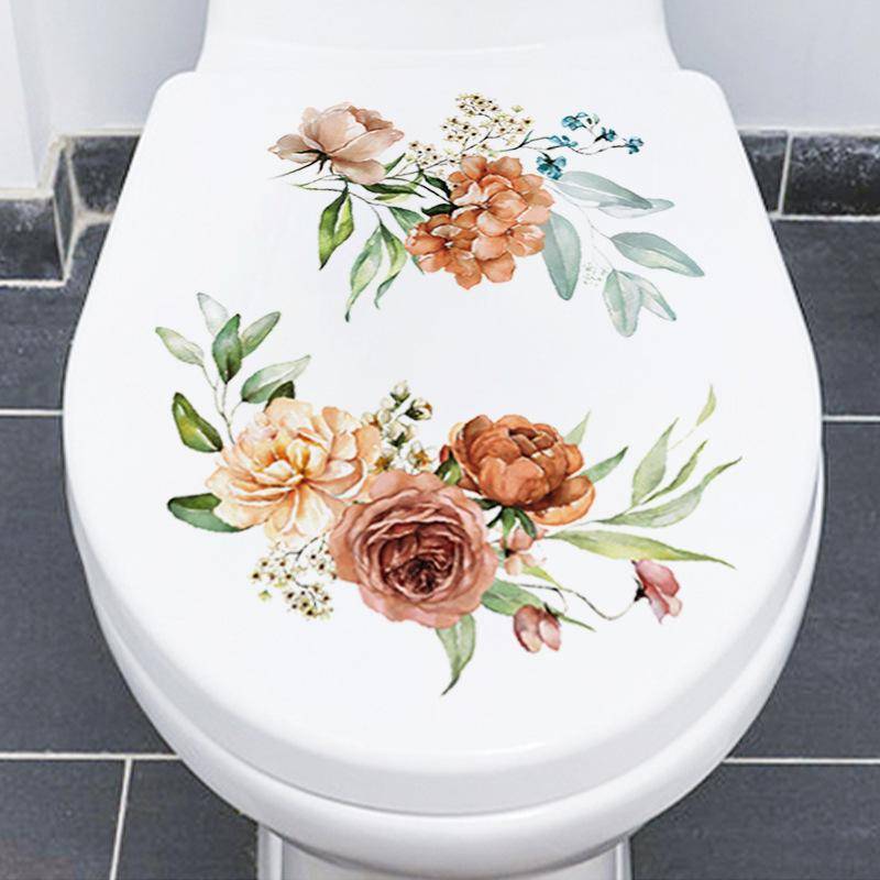 Wasserdichter Badezimmer-WC-Aufkleber, Sitzdeckel-Abdeckungsaufkleber, PVC, abnehmbarer Vinyl-Kunstaufkleber, Blumen-Kühlschrankaufkleber von Joom DACH