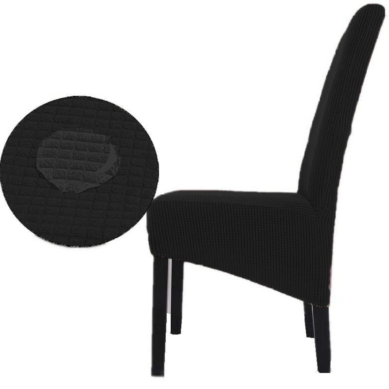 Wasserdichter Jacquard-XL-Esszimmerstuhlbezug mit hoher Rückenlehne, Stretch-Schonbezug, Spandex-Schutz mit Gummiband für Esszimmer, Hochzeitszeremonie, Bankett schwarz von Joom DACH