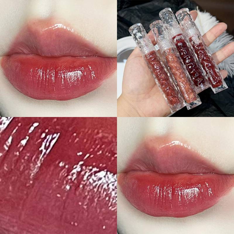 Wasserdichter Spiegel-Nude-Lipgloss, transparenter Nude-Dunkelbraun-Rot-Lippenglasur, anhaltender samtiger flüssiger Lippenstift, Damen-Make-up-Kosmetik 03 von Joom DACH