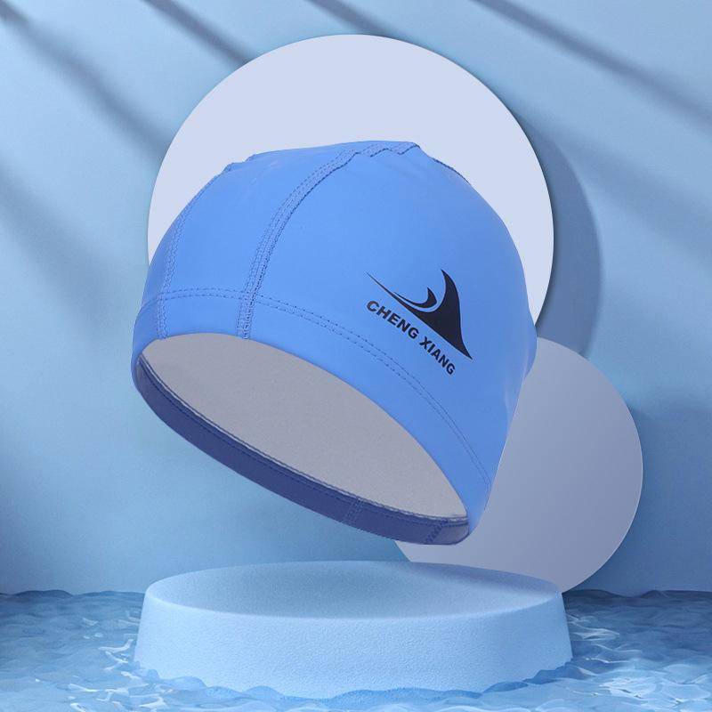 Wasserdichter Stoff schützt die Ohren, lange Haare, Sport-Schwimmbeckenhut, Hai, hohe Elastizität, flexibel, langlebig, Badekappe für Männer und Frauen dunkelblaue von Joom DACH