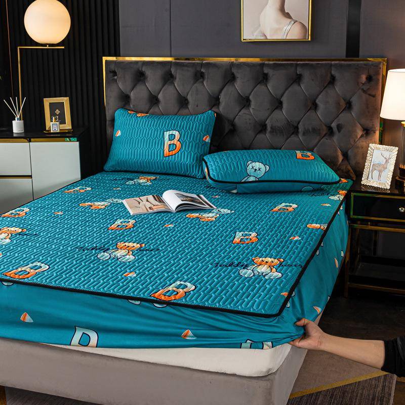 Wasserdichtes Gestepptes Spannbettlaken & Matratzenschoner - Rutschfest, Allumfassender Einteiliger Bezug 150*200cm, 0.82kg von Joom DACH