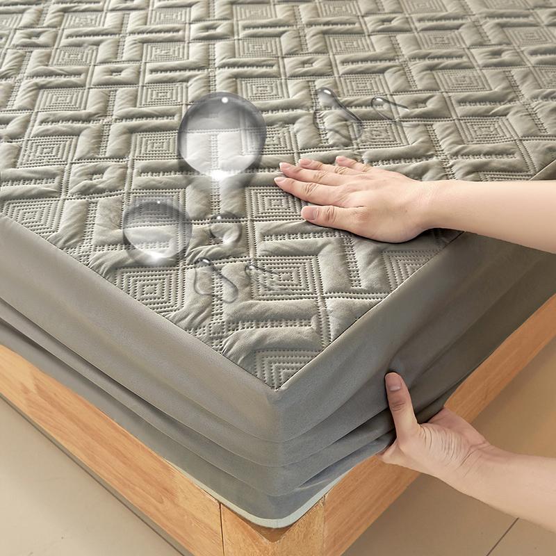 Wasserdichtes Spannbettlaken Gesteppte Tagesdecke Matratzenschoner für Winter Elastisches Spannbettlaken Schutz Full Queen King 160/140*200cm 90x200x30cm von Joom DACH