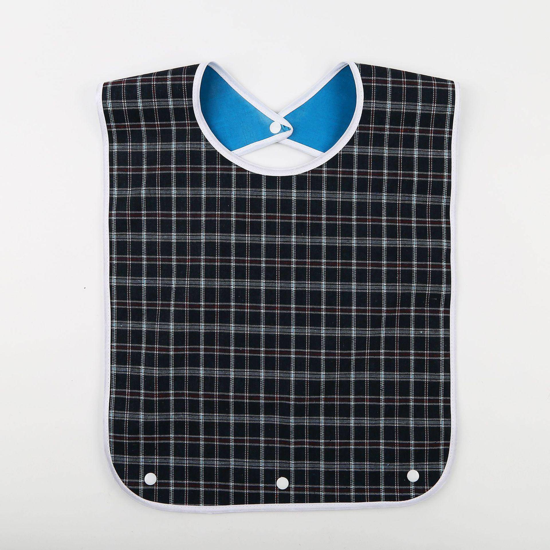 Wasserdichtes kariertes Lätzchen für Erwachsene – auslaufsicher, extragroß, fleckenabweisend, für das Essen im Alter Extra Small No Pockets blau von Joom DACH