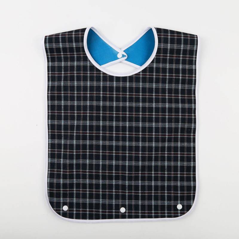 Wasserdichtes kariertes Lätzchen für Erwachsene – auslaufsicher, extragroß, fleckenabweisend, für das Essen im Alter Extra Small No Pockets blau von Joom DACH