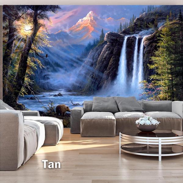Wasserfall-Kunst-Wandteppich, natürlicher Wandteppich, natürlicher Höhlen-Wandteppich, Wunder-Wandteppiche, Mandala-Wandteppiche, verschiedene Größen, Wandbehang-Wandteppiche 150cmX200cm von Joom DACH
