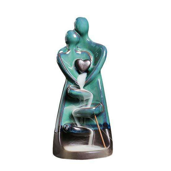 Wasserfall Weihrauch Brenner Paar Keramik Ornament Umarmung Liebe Statue Kreative Lufterfrischer Handwerk Weihrauch Kegel blau von Joom DACH