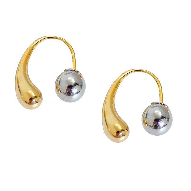 Wassertropfen Runde Kugel Metall Ohrringe für Frauen Retro Luxus Mode Party Ohr Schmuck Mädchen Geschenke gold von Joom DACH