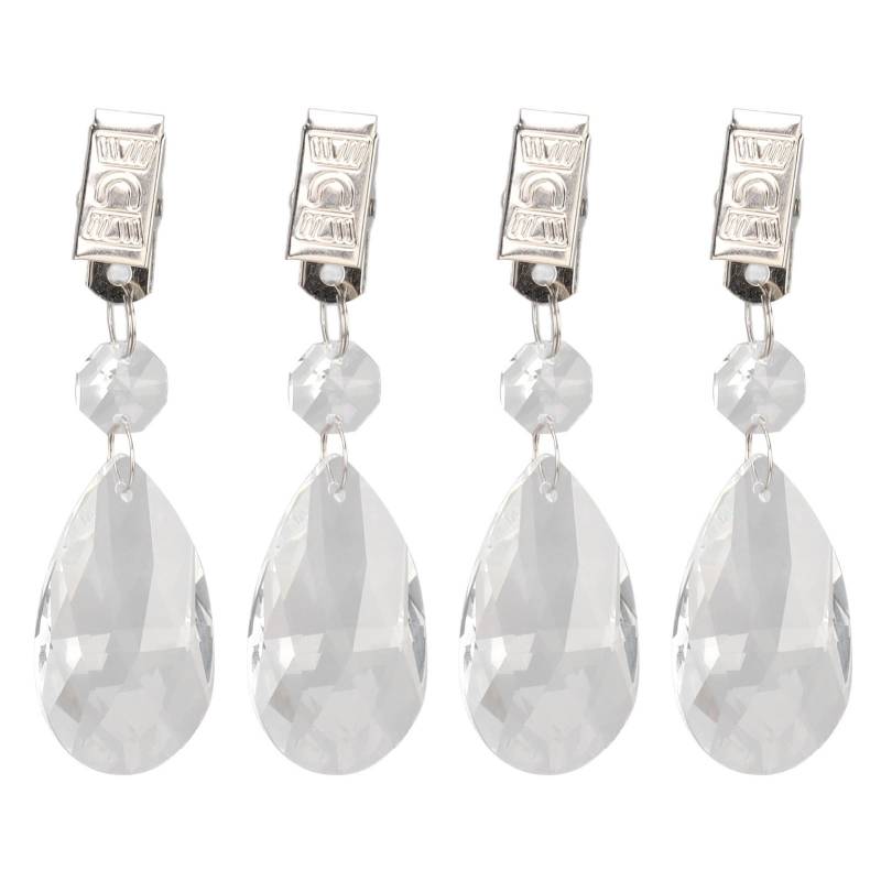 Wassertropfen Tischdeckenbeschwerer mit Metallclip-Set Kristallglas Tropfenprismen Anhänger Tischdecke von Joom DACH