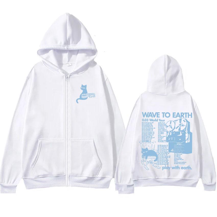 Wave To Earth Cat 0.03 World Tour Album Reißverschluss-Kapuzenpullover Unisex Mode Ästhetisches Reißverschluss-Sweatshirt Herren Lässige Fleecejacke mit Kapuze S von Joom DACH
