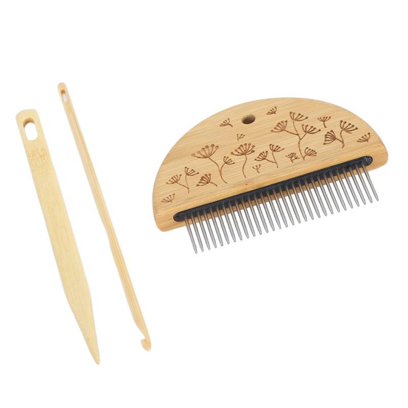 Webkamm Webstuhl Kamm Professioneller Holzwebkamm Nadel mit großem Öhr 4 mm Häkelnadel-Set zum Herstellen von Joom DACH