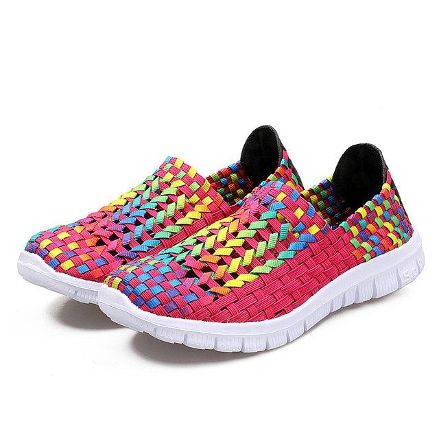 Webschuhe Damen Freizeitschuhe Slip On Atmungsaktiv Flache Sneakers Frühling Herbst Damen Ballerinas Slipper Wsh2917 42 von Joom DACH