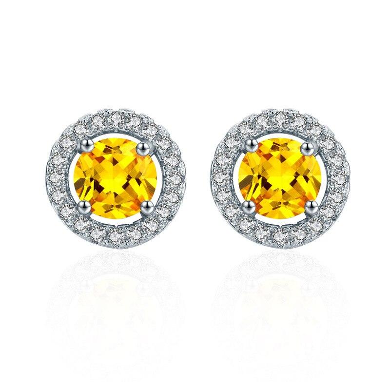 Weibliche Luxus-Ohrstecker mit weißem Stein, zierliche Roségold-Silberfarbe, runde Ohrringe, Vintage-Hochzeitsohrringe für Frauen gelb von Joom DACH