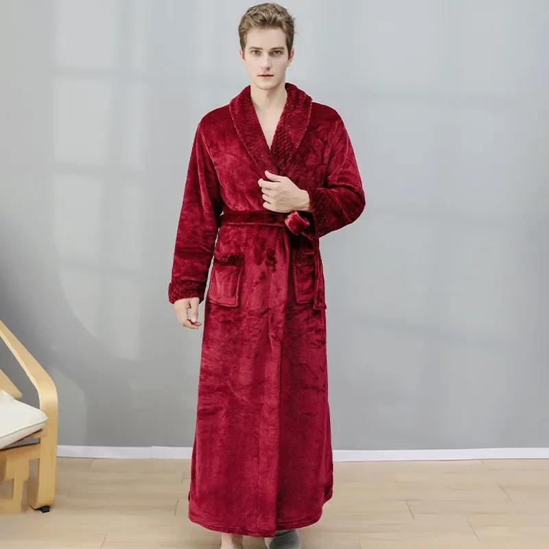 Weiblicher Herbst und Winter warmer langer Korallensamt dicker Paar-Bademantel Männer Frauen Pyjamas Duschmantel Badetücher für Erwachsene XL von Joom DACH