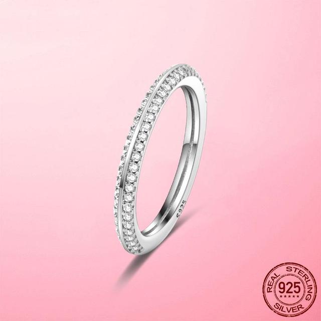 Weiblicher Ring 2022 Neu 925 Silber Funkelnde & Polierte Linien Fingerring für Frauen Hochzeit Verlobung Schmuck Geschenk Anel 7 von Joom DACH