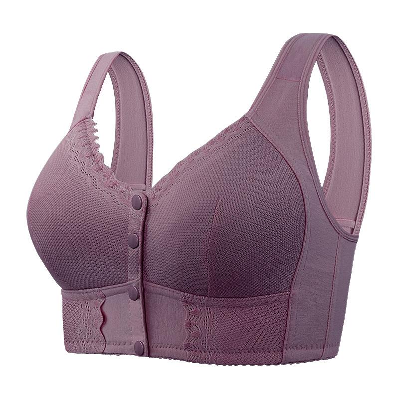 Weiche Baumwolle, dünne Körbchen, Knopfleiste vorne, Unterwäsche mit Spitzenbügel, Westenstil, übergroßer BH für Damen, leichter, atmungsaktiver, weicher BH, Zusammenfassen 50/115 violett von Joom DACH