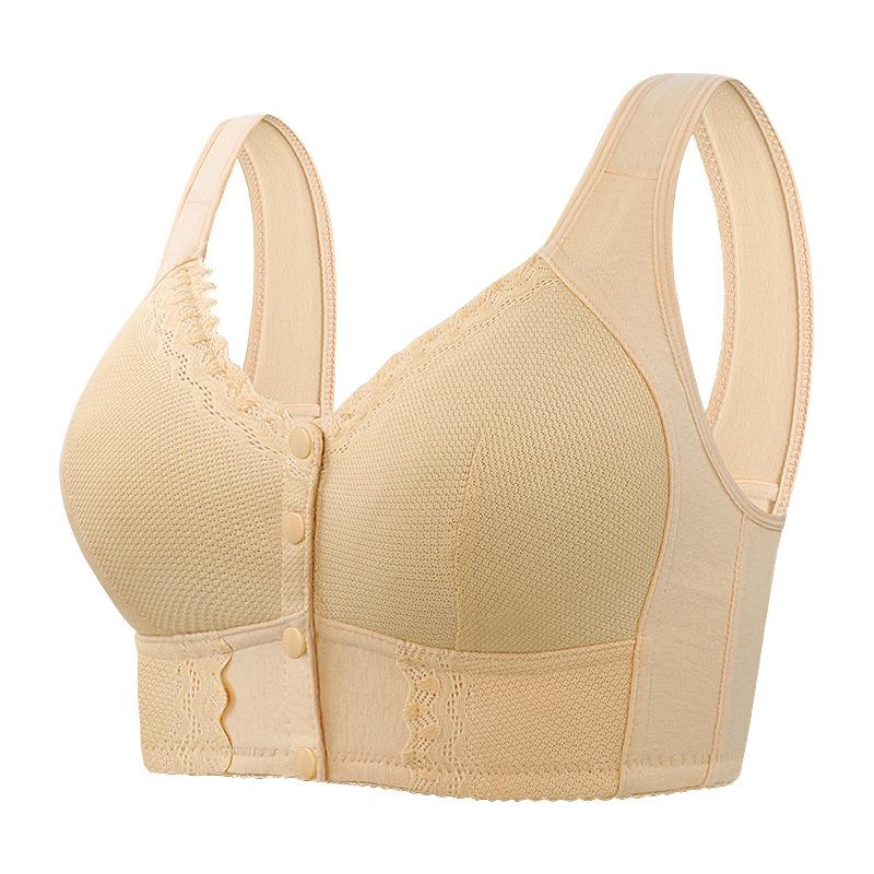 Weiche Baumwolle, dünne Körbchen, Knopfleiste vorne, Unterwäsche mit Spitzenbügel, Westenstil, übergroßer BH für Damen, leichter, atmungsaktiver, weicher BH, Zusammenfassen 56/130 von Joom DACH