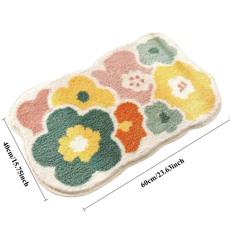 Weiche Bodenmatte, einfacher, süßer Blumenteppich, Plüschteppich, Bodenmatte, Schlafzimmer, Toilette, Badezimmertür, wasserabsorbierende, rutschfeste Fußmatte von Joom DACH