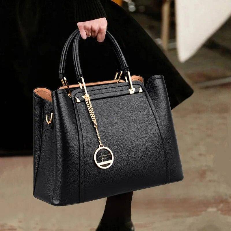 Weiche Leder Luxus Handtaschen Frauen Taschen Designer 3 Schichten Schulter Umhängetasche Damen Große Kapazität Shopping Messenger Tote von Joom DACH